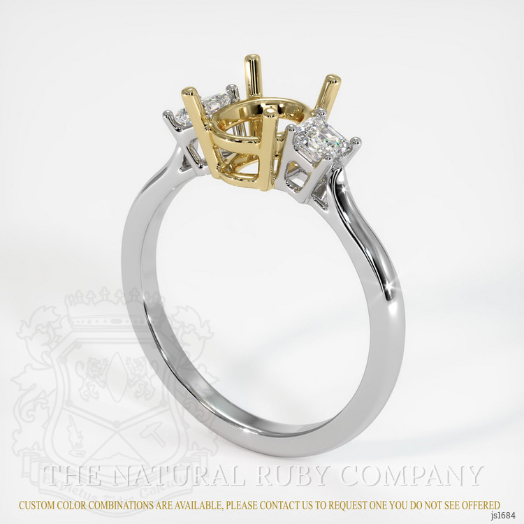 14K Yellow & White Three Stone Ring Setting