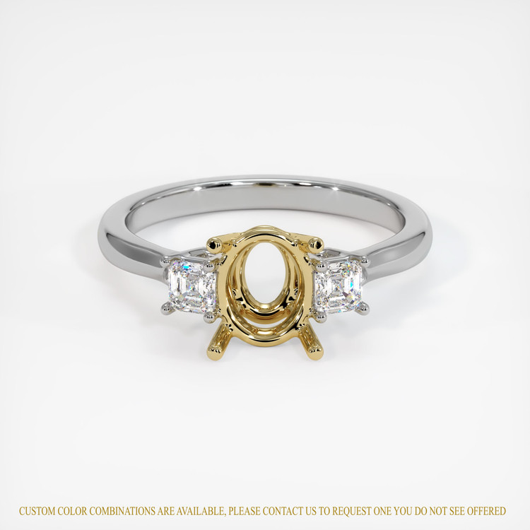 14K Yellow & White Three Stone Ring Setting