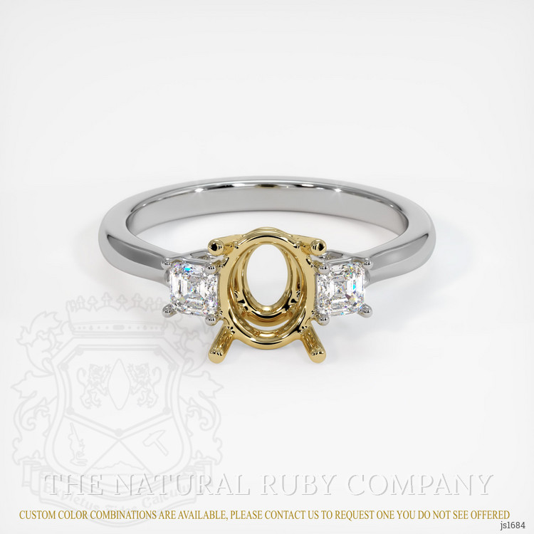 14K Yellow & White Three Stone Ring Setting