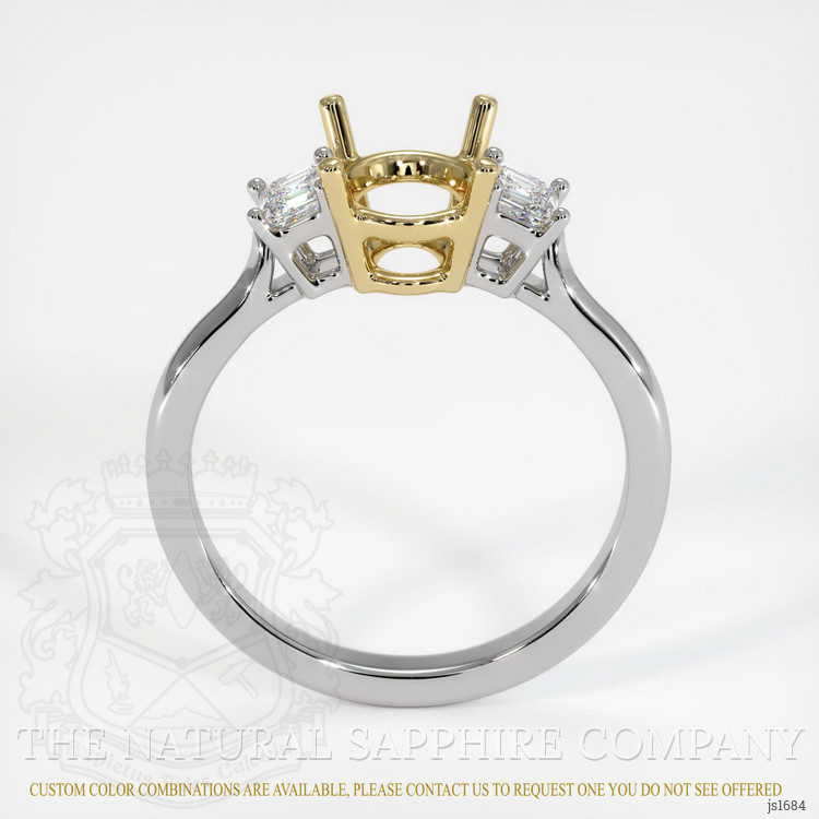 14K Yellow & White Three Stone Ring Setting