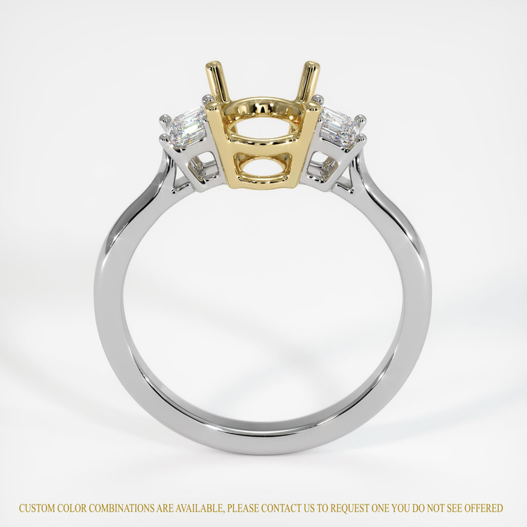 14K Yellow & White Three Stone Ring Setting