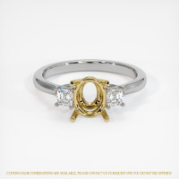 18K Yellow & White Three Stone Ring Setting Image