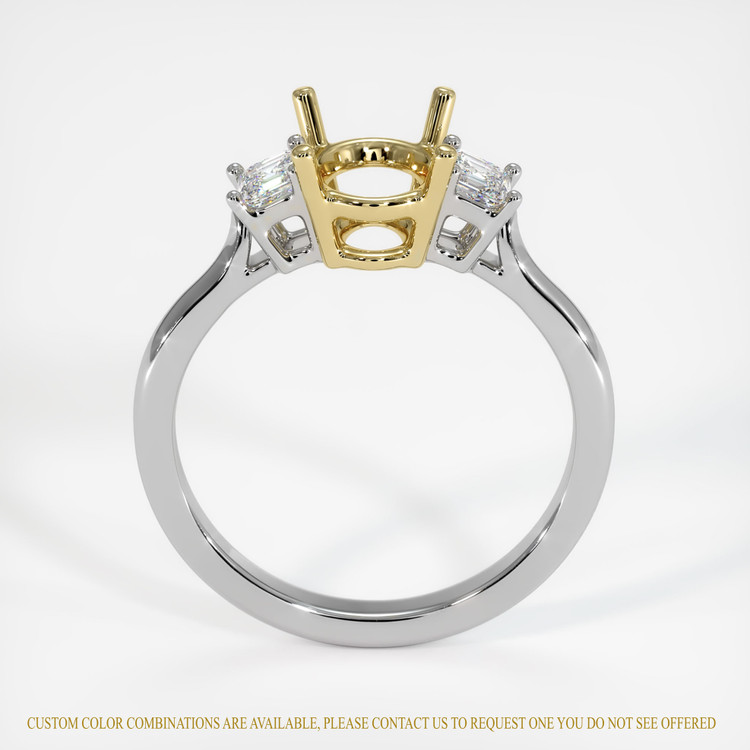 18K Yellow & White Three Stone Ring Setting