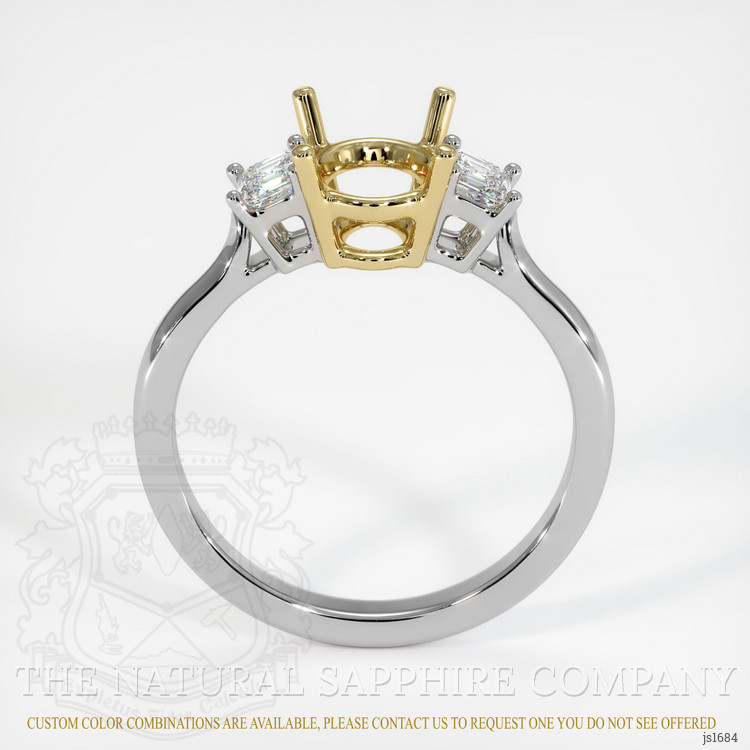 18K Yellow & White Three Stone Ring Setting