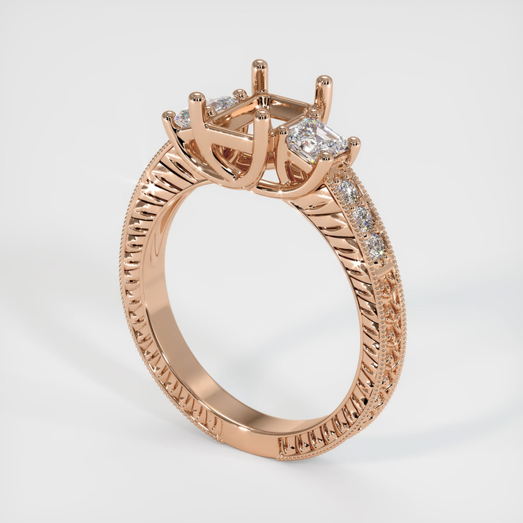 18K Rose Gold Antique Style Ring Setting