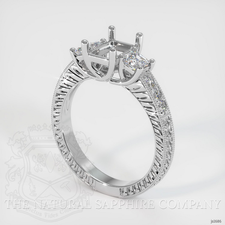 18K White Gold Antique Style Ring Setting