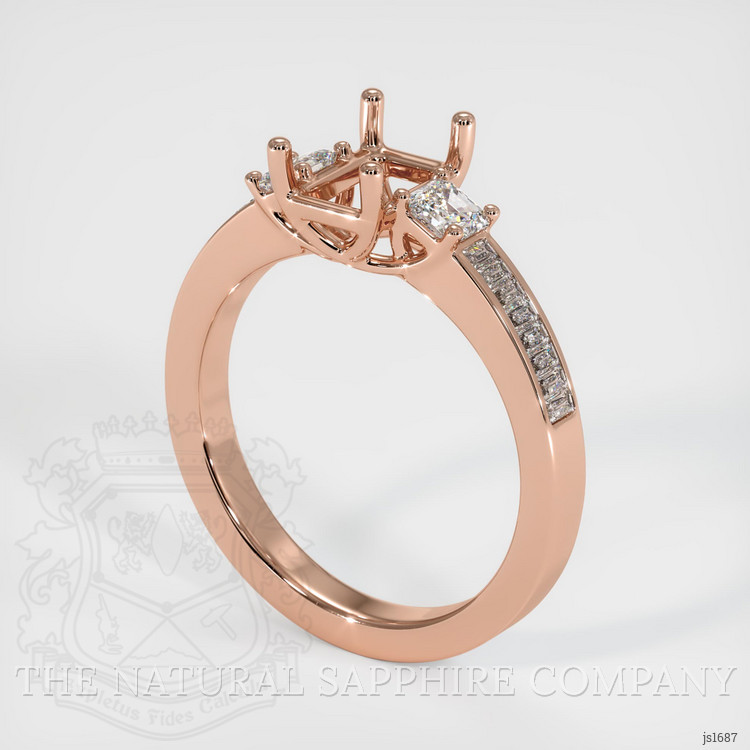 14K Rose Gold Three Stone Ring Setting