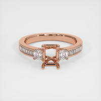14K Rose Gold Three Stone Ring Setting Image