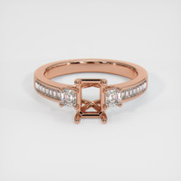 14K Rose Gold Three Stone Ring Setting Image