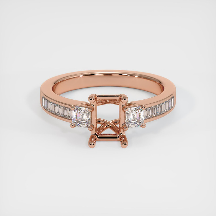 14K Rose Gold Three Stone Ring Setting