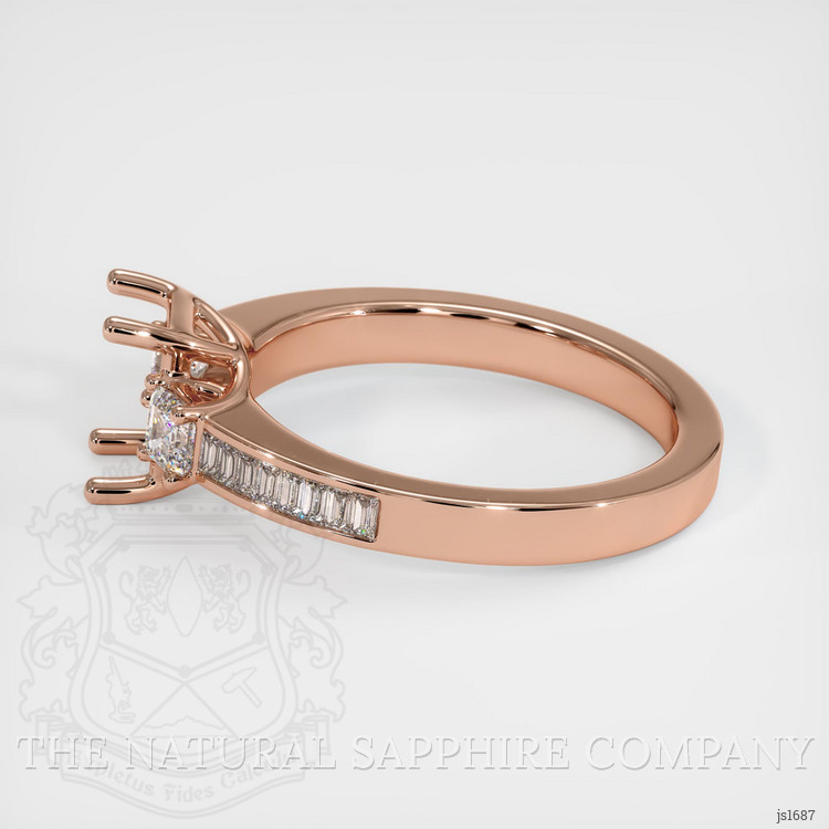 14K Rose Gold Three Stone Ring Setting
