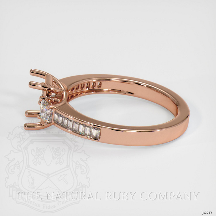 14K Rose Gold Three Stone Ring Setting
