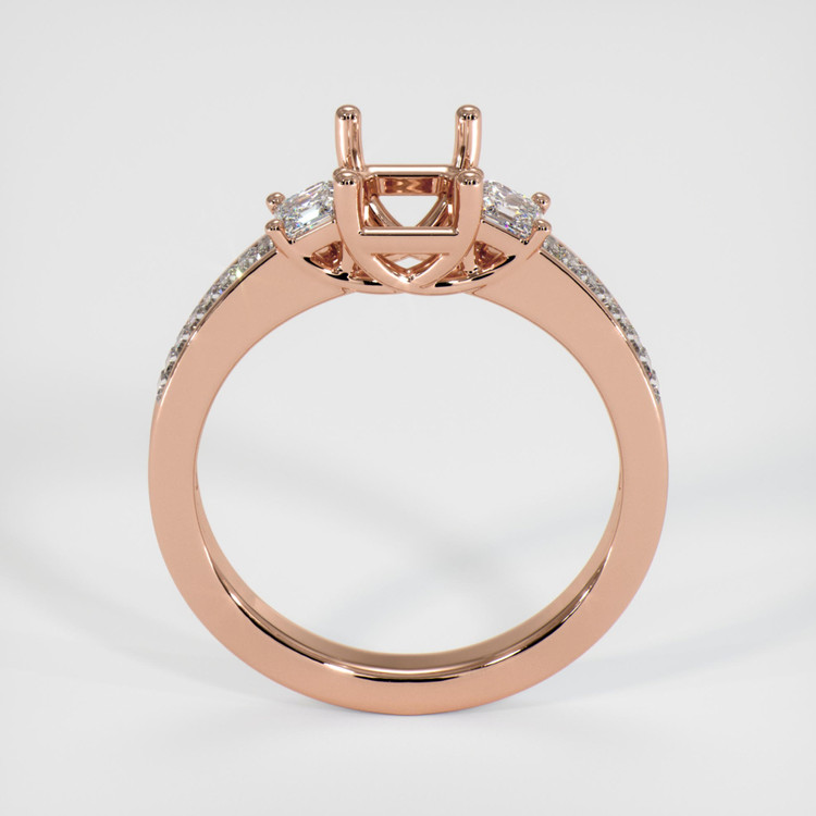 14K Rose Gold Three Stone Ring Setting