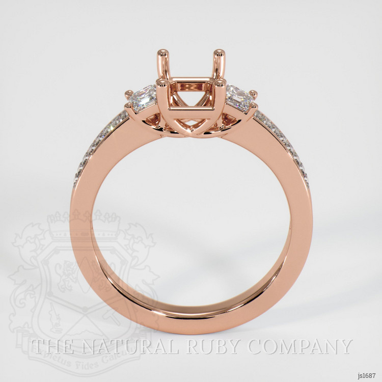 14K Rose Gold Three Stone Ring Setting