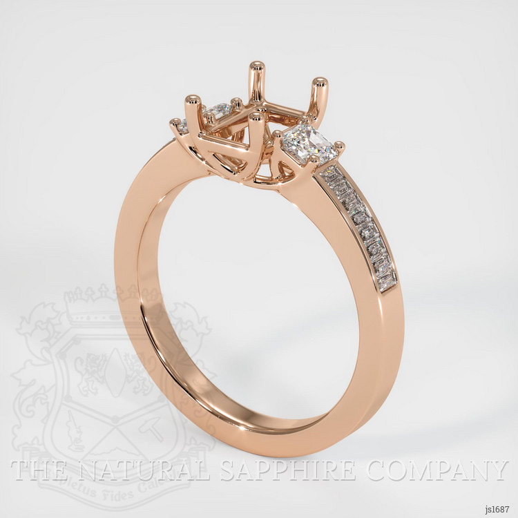 18K Rose Gold Three Stone Ring Setting