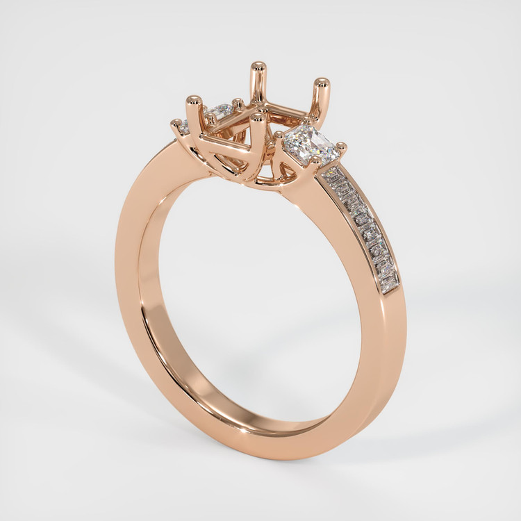 18K Rose Gold Three Stone Ring Setting