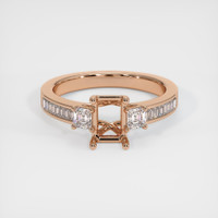 18K Rose Gold Three Stone Ring Setting Image