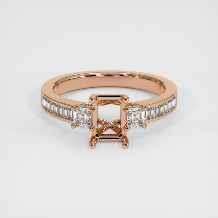18K Rose Gold Three Stone Ring Setting