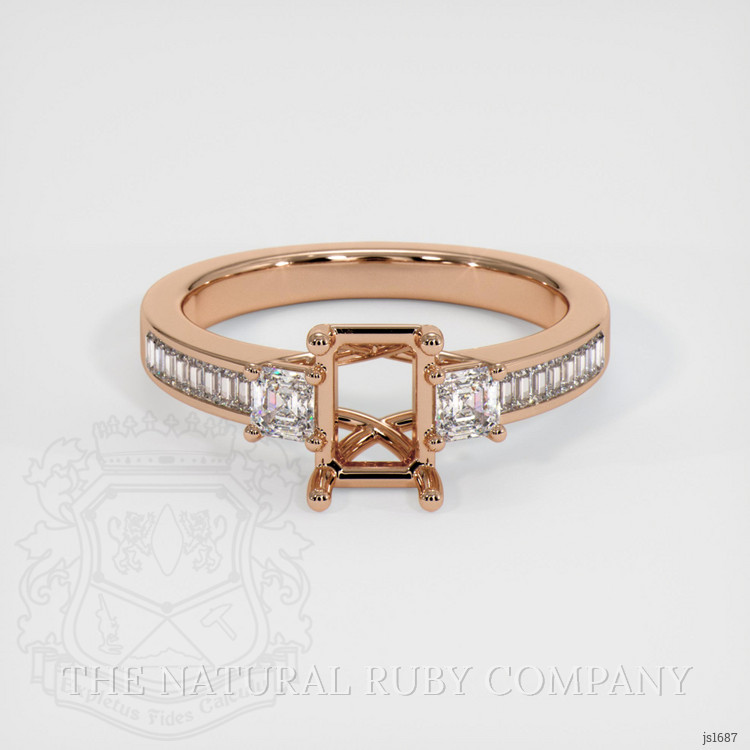 18K Rose Gold Three Stone Ring Setting