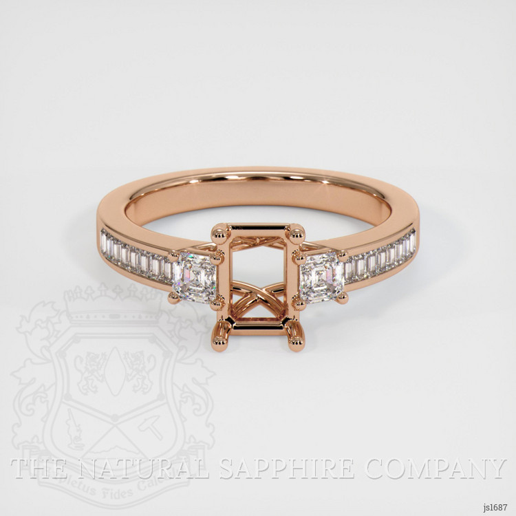 18K Rose Gold Three Stone Ring Setting