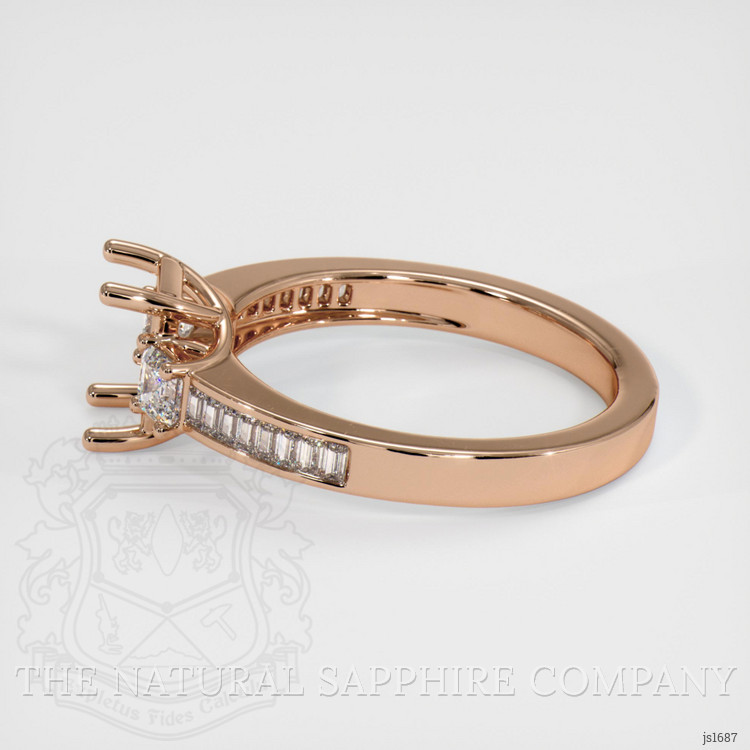 18K Rose Gold Three Stone Ring Setting