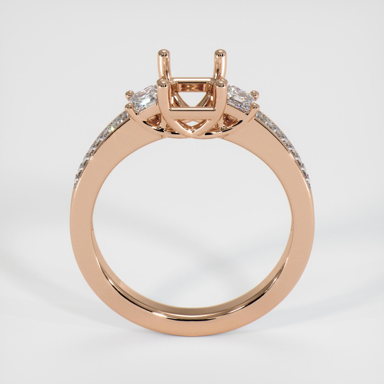 18K Rose Gold Three Stone Ring Setting