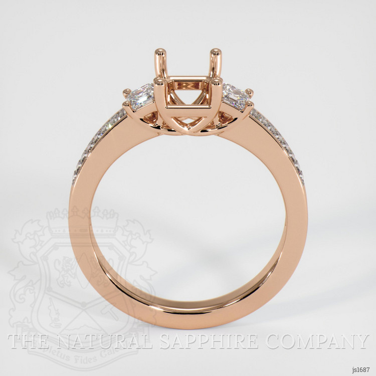18K Rose Gold Three Stone Ring Setting