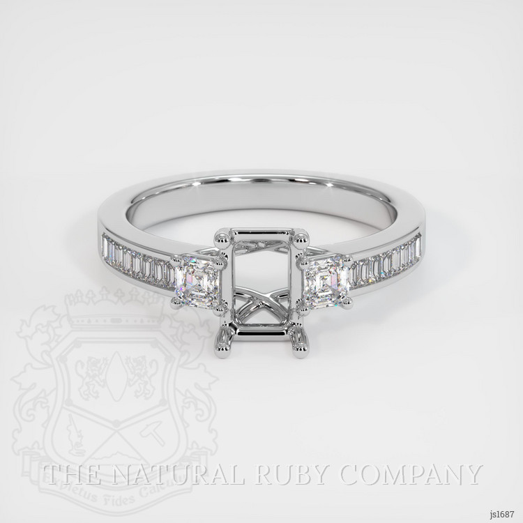 14K White Gold Three Stone Ring Setting