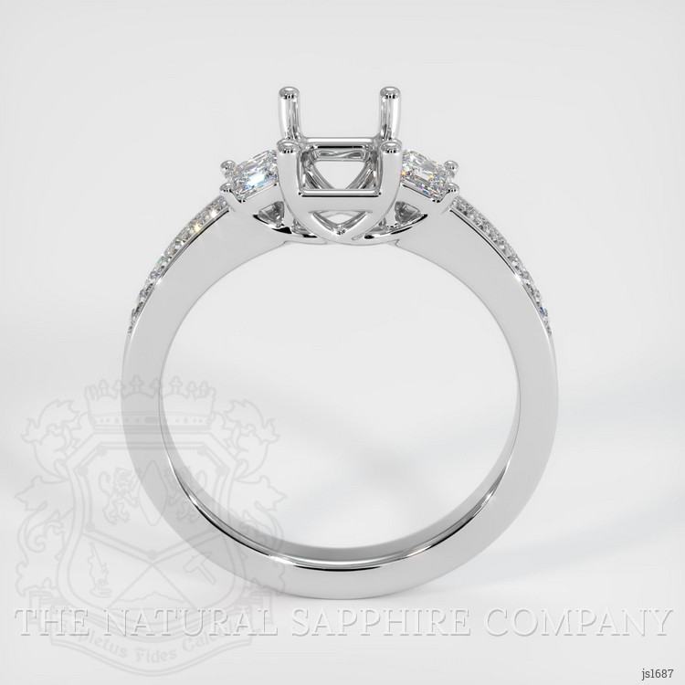 14K White Gold Three Stone Ring Setting