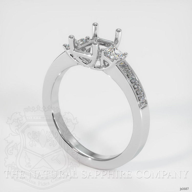 18K White Gold Three Stone Ring Setting