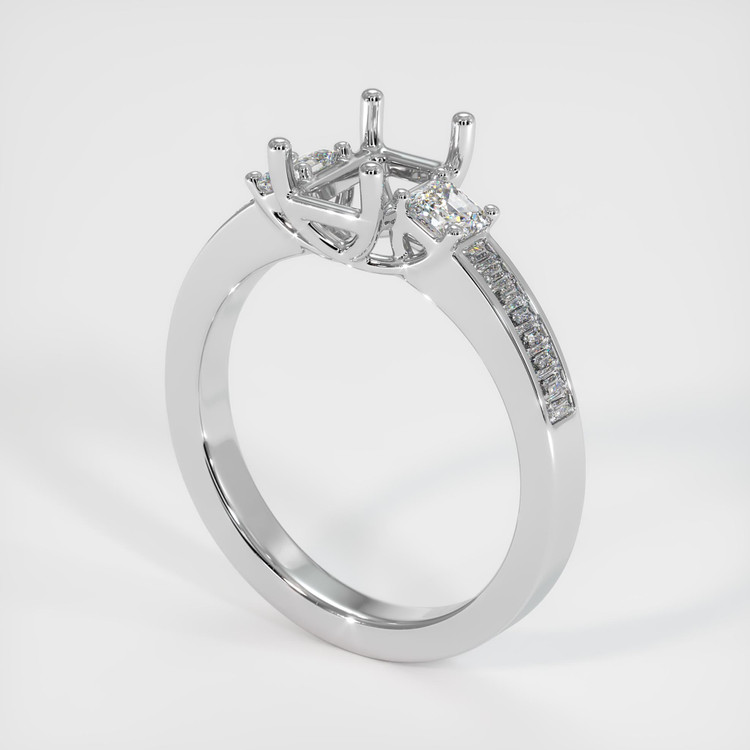 18K White Gold Three Stone Ring Setting