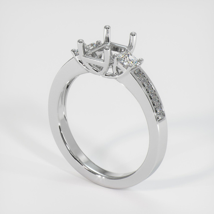 18K White Gold Three Stone Ring Setting
