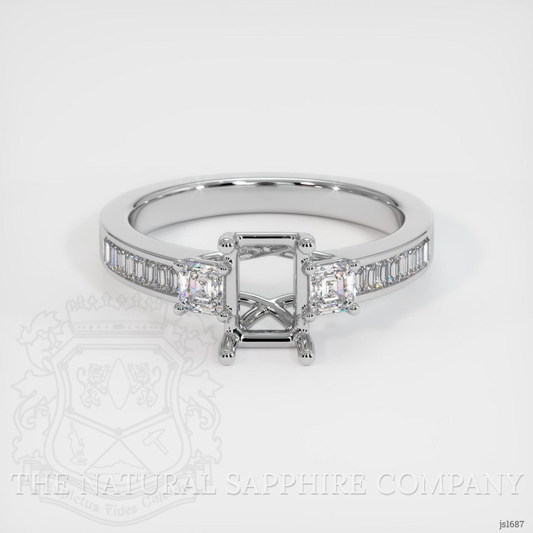 18K White Gold Three Stone Ring Setting