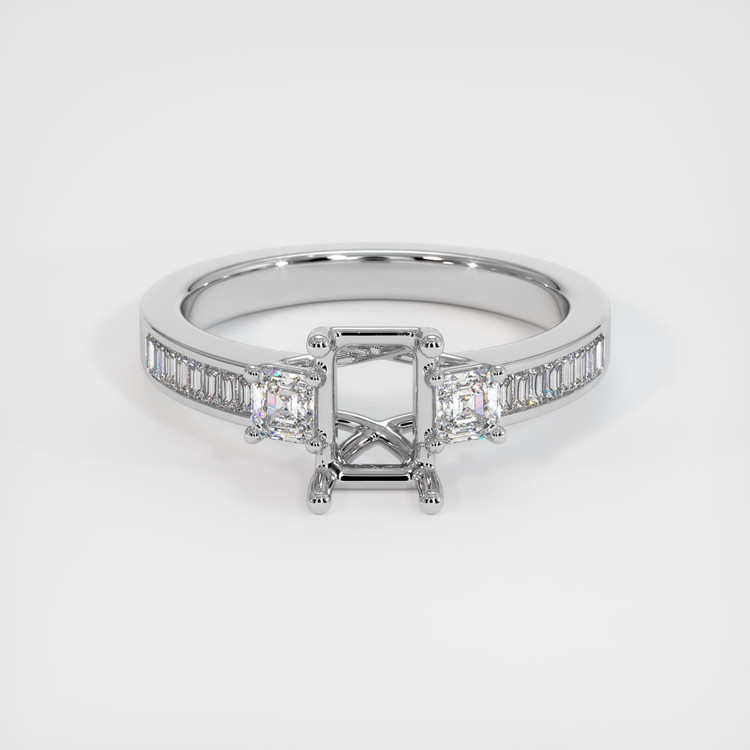 18K White Gold Three Stone Ring Setting