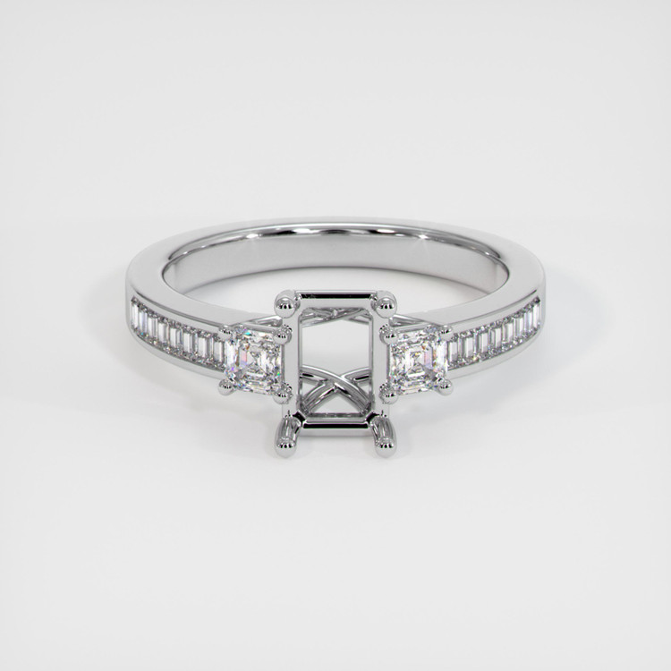 18K White Gold Three Stone Ring Setting