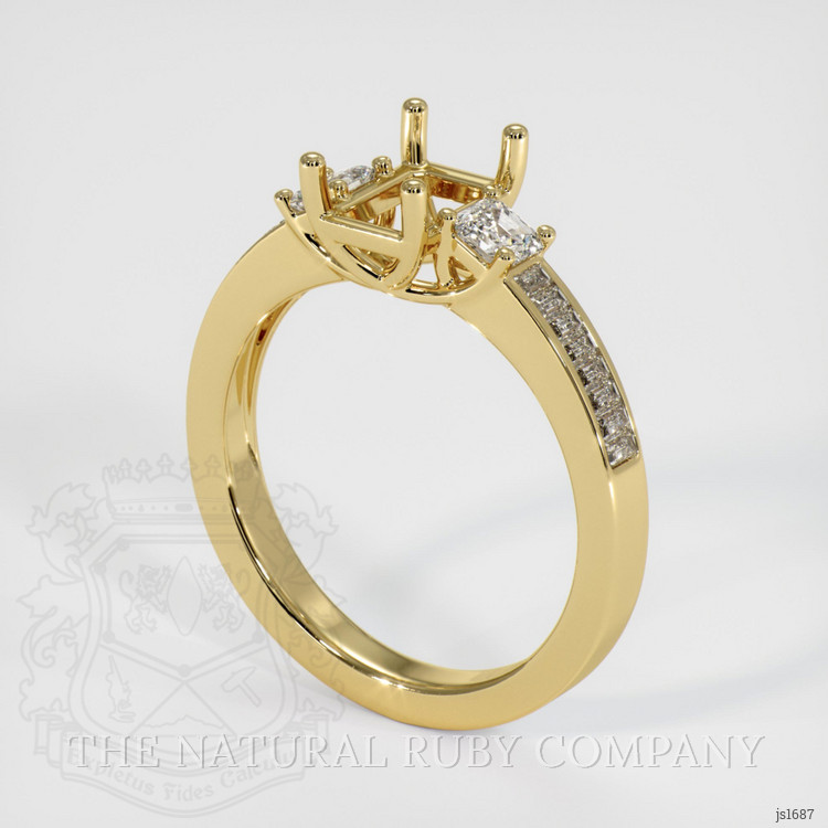 14K Yellow Gold Three Stone Ring Setting