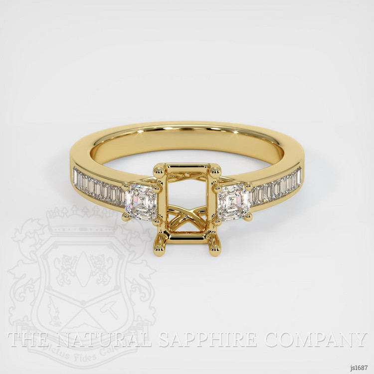 14K Yellow Gold Three Stone Ring Setting
