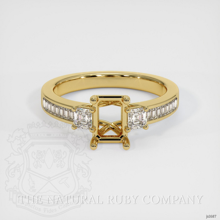 14K Yellow Gold Three Stone Ring Setting