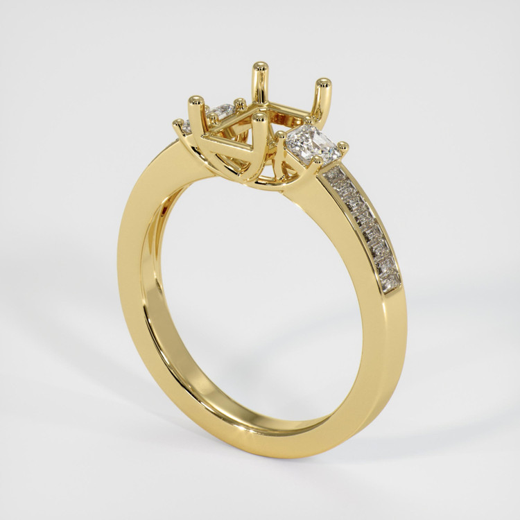 18K Yellow Gold Three Stone Ring Setting