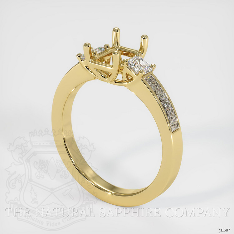 18K Yellow Gold Three Stone Ring Setting
