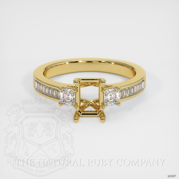 18K Yellow Gold Three Stone Ring Setting
