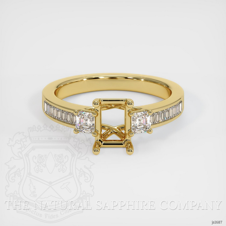 18K Yellow Gold Three Stone Ring Setting