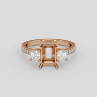 14K Rose Gold Three Stone Ring Setting Image