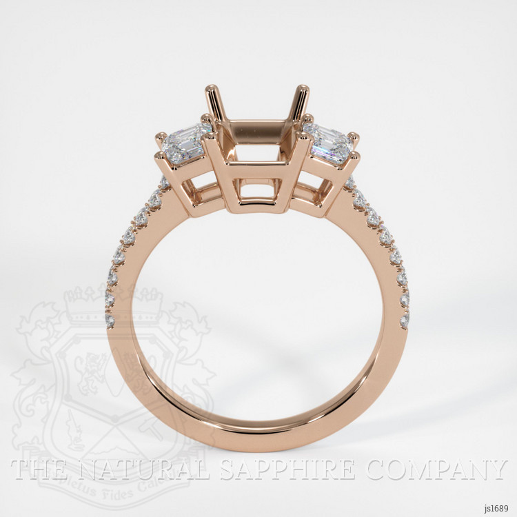 14K Rose Gold Three Stone Ring Setting