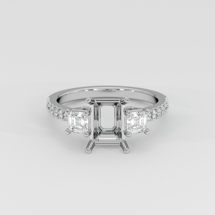 Silver Three Stone Ring Setting