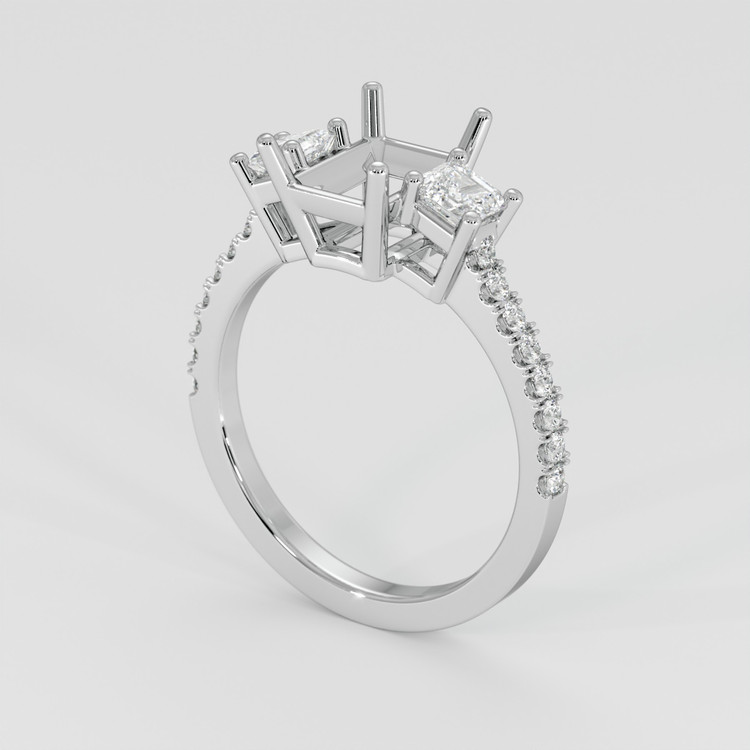 14K White Gold Pave Ring Setting