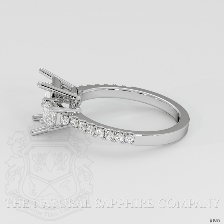 14K White Gold Three Stone Ring Setting