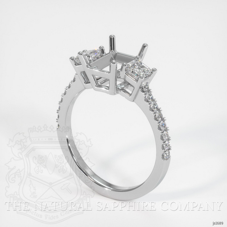 18K White Gold Three Stone Ring Setting