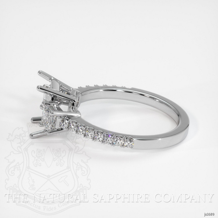 18K White Gold Three Stone Ring Setting