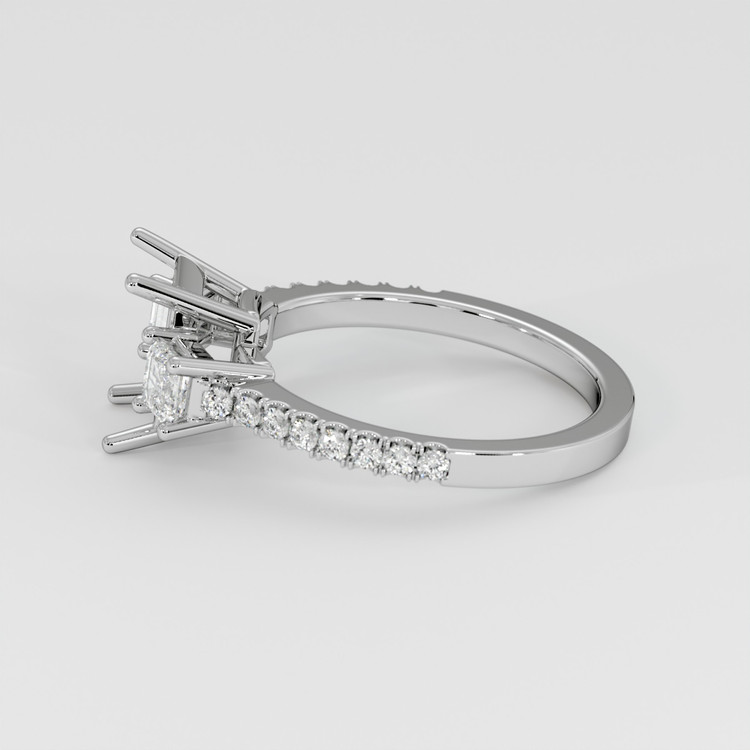 18K White Gold Three Stone Ring Setting